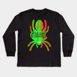 Tarantula Silhouette V70 (Tie Dye) Kids Long Sleeve T-Shirt